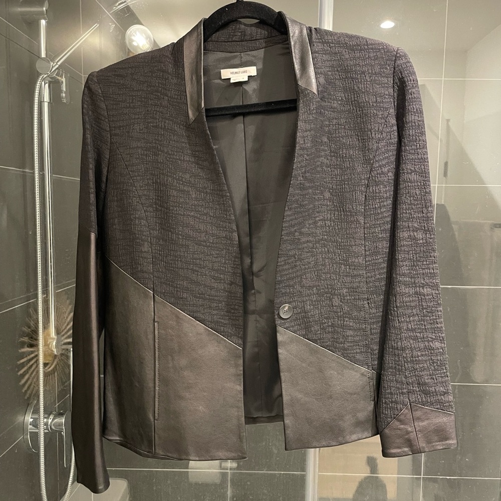 Cropped Helmut Lang blazer with leather details